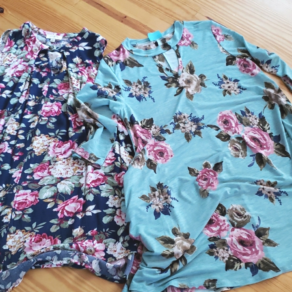 2 floral tops/ tunics